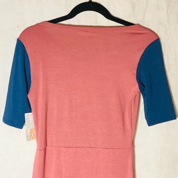 LuLaRoe Julia dress short sleeve pink & blue polyester blend size xs new READ - Picture 10 of 11